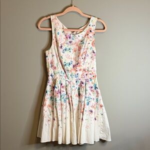LC Lauren Conrad‎ Floral Sleeveless Dress 8 Keyhole Back Watercolor